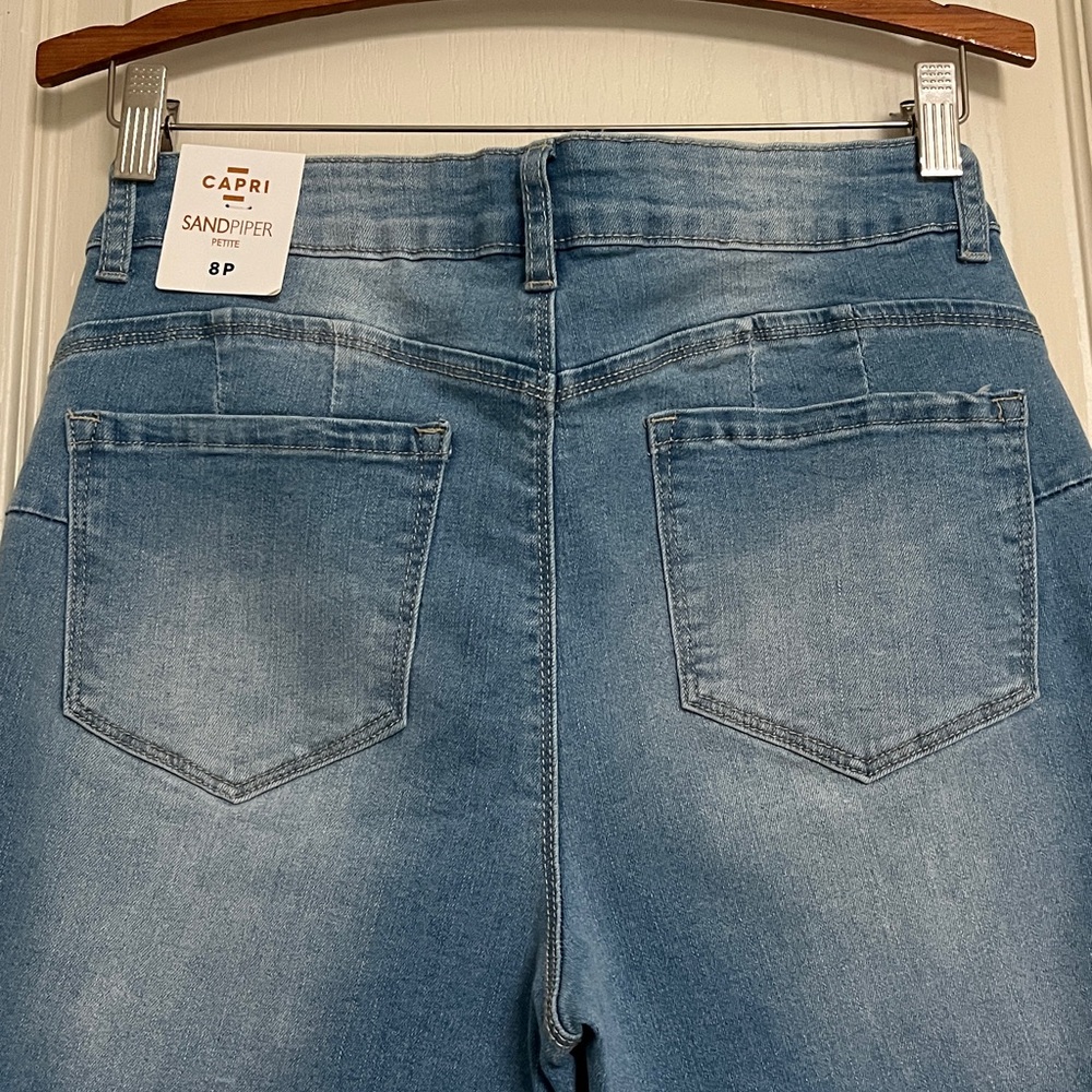 Denim embroidered petite capris - Picture 7 of 11